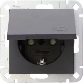 HEINRICH KOPP HK 07 Flush-Mounted Schuko Socket with Hinged Lid, Anthracite 940115001