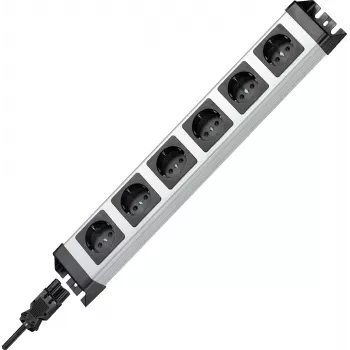 Kopp POWERversal produžni kabel s 6 utičnica i GST18i ulazom, bez prekidača, srebrno-crni, 2.29420012E8