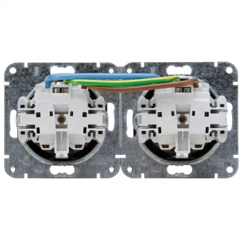 HEINRICH KOPP HK07 KombiQuick Double Schuko Socket, Flush-Mounted, Horizontal, Black 133750003