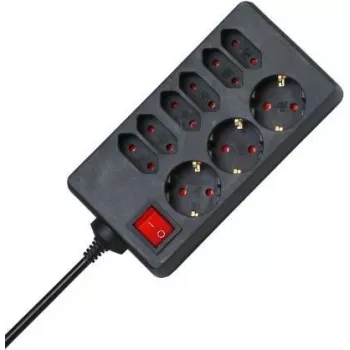 HEINRICH KOPP produžni kabel s 9 utičnica Schuko, 1,4 m, crno-crveni, s osvijetljenim prekidačem, 129805005
