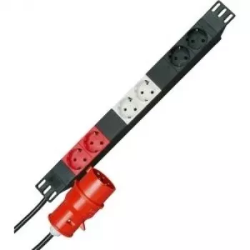 HEINRICH KOPP 19 inch nosač utičnica za montažu u ormar 6-struki Schuko s prekidačem, 1U, crni 930105013