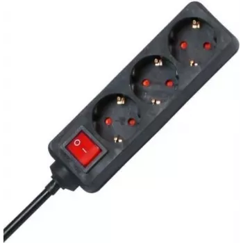 HEINRICH KOPP 129715009 unutarnji produžni kabel, 3 Schuko utičnice, 1,4 m, crno-crveni