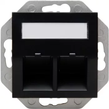 HEINRICH KOPP HK07 Keystone zidna ploča s poklopcem, IP44, 2 porta, crna 953850004