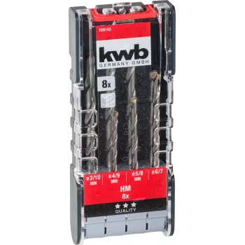 kwb 109145 Carbide Stone Spiral Drill Bit Set, 8 Pieces, 3-10 mm
