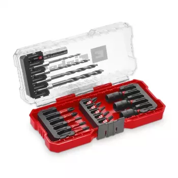 Einhell 1/4 inch (6,3 mm) set nasadnih ključeva i bitova, 18-dijelni, krom-vanadij čelik, magnetski držač bitova, plastični kofer 108709