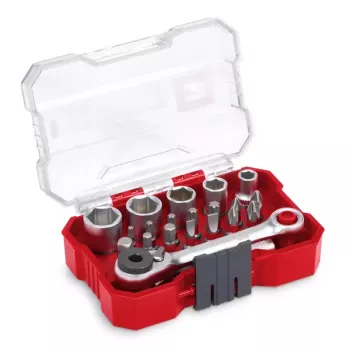 Einhell 21-dijelni set nasadnih ključeva i bitova 1/4 inch, krom-vanadij, okretna čegrtaljka, 118683