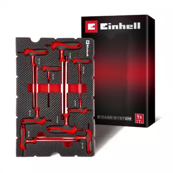 Einhell 370526 set umetaka za kovčeg od 9 dijelova za E-Case, crveno-crni