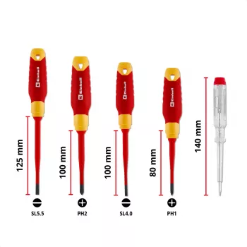Einhell VDE set odvijača za električare, 5 dijelova, SL 4,0/5,5, PH 1/2, ispitivač napona, 370541