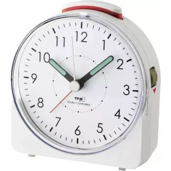 TFA DOSTMANN 60.1508.02 Sunrise Wake-Up Light Alarm Clock with FM Radio, Multi-Color LED, Dual Alarm, USB Charging Port, White
