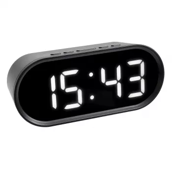 TFA Dostmann Digital Alarm Clock with LED Luminous Digits, Oval, Black, 0-50 °C, °F/°C (60.2025.01)