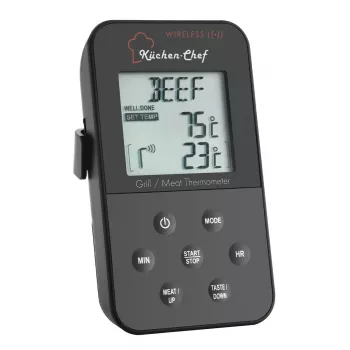 TFA Dostmann 14.1504 termometar za roštilj s kabelskom sondom, alarm, timer, nadzor unutarnje temperature za pečenje na niskoj temperaturi, svinjetinu, govedinu, divljač, puretinu, janjetinu, kunić