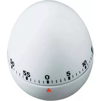 TFA DOSTMANN kuhinjski timer u obliku jajeta, mehanički, bijeli, 60 minuta, zvučni alarm, 60 x 74 mm 38.1002
