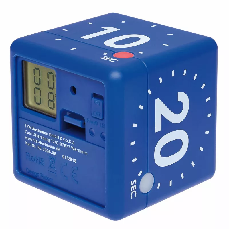TFA Dostmann Timer CUBE digitalni kockasti timer, plavi 38.2036.06