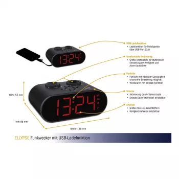 TFA Dostmann 60.2551.01 radio-budilica crna