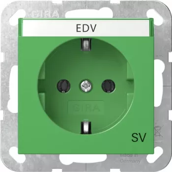 Gira 4457107 Schuko utičnica s preklopnim poklopcem, povećana zaštita od dodira, System 55, zelena