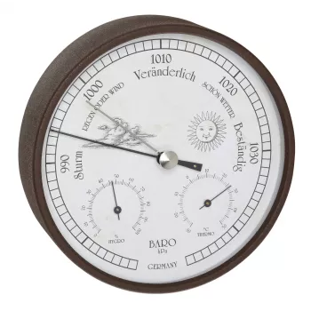 TFA Dostmann 20.2027.08 Analog Weather Station with Barometer, Thermometer and Hygrometer, White Dial, Brass Bezel, Wall-Mountable