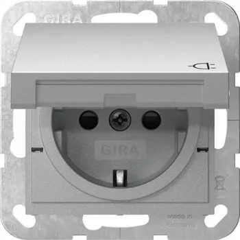 GIRA 441426 SCHUKO utičnica s preklopnim poklopcem i bravom, System 55, čisto bijela sjajna