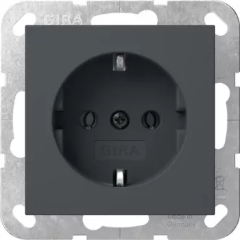 Gira System 55 SCHUKO utičnica s preklopnim poklopcem, antracit 418028