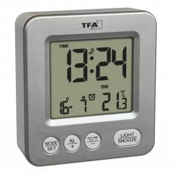 TFA Dostmann COSY bežični budilica srebrni 60.2567.54