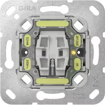 GIRA 382600 uložak kontrolnog prekidača, 1-polni, 10 A, 250 V, podžbukni, s priključkom kontrolnog svjetla, termoplast, IP20