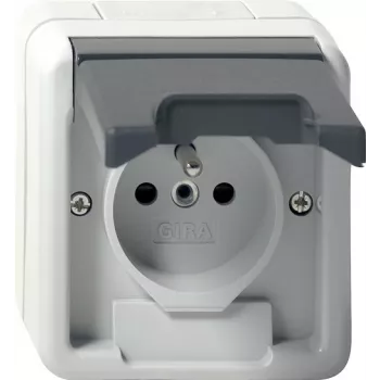 GIRA 448530 SCHUKO utičnica s preklopnim poklopcem, čisto bijela sjajna