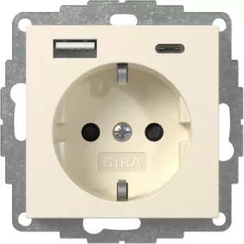 GIRA 245901 SCHUKO Socket with USB Charger 2x Type A/C System 55 Cream White