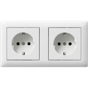 Gira 479303 SCHUKO Socket Outlet, 2-Gang, Pre-wired, with Frame