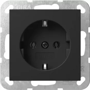 Gira System 55 SCHUKO utičnica s preklopnim poklopcem, crna 4180005