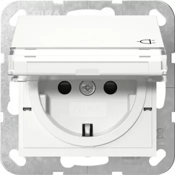 Gira 455703 SCHUKO utičnica s preklopnim poklopcem, čisto bijela sjajna, System 55