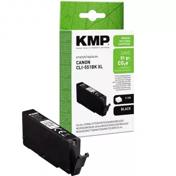 KMP crna kompatibilna tintna patrona za Canon CLI-551 XL BK (veliki kapacitet, 11 ml, cca 500 stranica) 1518,4011