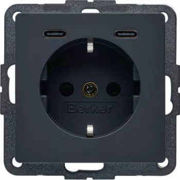 HAGER BERKER 48156086 Schuko utičnica s USB-C PD 20W punjačem, polarna bijela mat