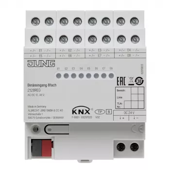JUNG KNX 8-kanalni modul binarnih ulaza, montaža na DIN tračnicu, širina 4 TE 2128REG