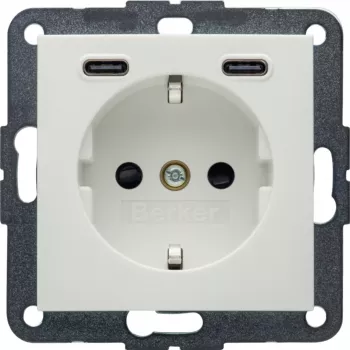 Hager Berker 48151909 SCHUKO utičnica s USB-C 20W PD, S.1, polarno bijela sjajna