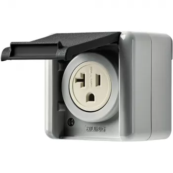 JUNG 821-20 USW US Standard NEMA Socket Outlet 20 A 125 V with Hinged Lid, WG 800, Grey