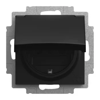 BUSCH-JAEGER SCHUKO utičnica s poklopcem IP44, crna mat 2CKA002013A5538