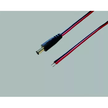 BKL Electronic 075144 niskonaponski spojni kabel, DC utikač 5,5 x 2,1 mm na otvorene krajeve, 0,5 m, crni