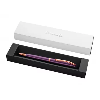 Pelikan Jazz Noble Elegance kemijska olovka, ljubičasta, kromirani ukrasni prsten, mehanizam na okretanje, plava srednja mina, poklon kutija 400198310