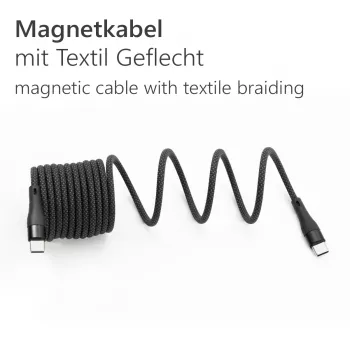 MAXTRACK C532-1L USB 2.0 spiralni kabel, USB-A na USB-C, 1 m, crni, pozlaćeni kontakti
