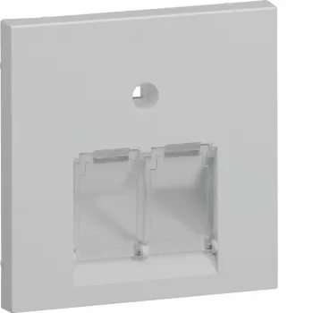 Hager GZUAE2A7035 središnja pokrovna ploča za 2 UAE/RJ45 utičnice, svijetlo siva, RAL 7035