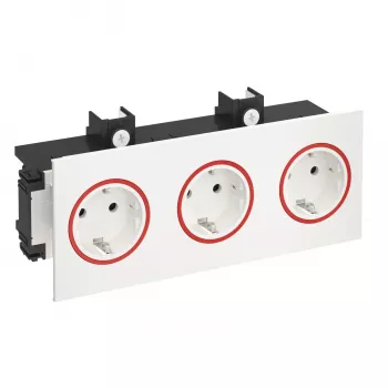 Rehau SIGNA IN BRK 3STD 3-Gang Socket Outlet, Pure White/Red (6121036)