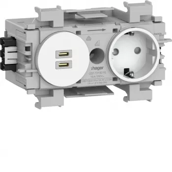Hager Winsta Schuko utičnica s Dual USB-C PD 20W punjačem, polarno bijela GS17019016