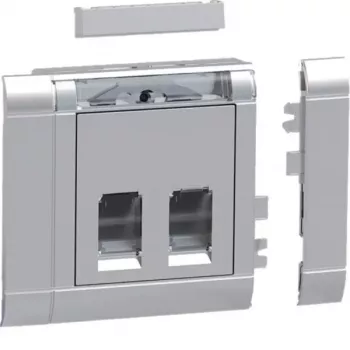 Hager GSETDM032LAN set za instalaciju podatkovne utičnice, 2x RJ45, Cat.6A, oklopljen, aluminijska prednja ploča, tip 03