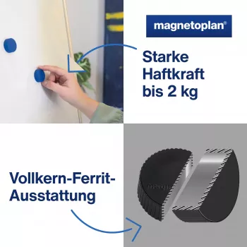 Magnetoplan Discofix Magnum miješani magneti za bijelu ploču, 34 mm, 10 komada 1660010