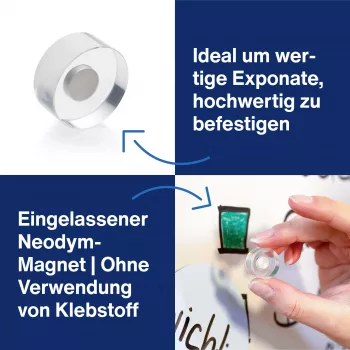 MAGNETOPLAN HOLTZ magnetoplan dizajnerski magneti, 25 mm, 6 kom neodimijski magneti s prozirnom akrilnom ručkom, polirani (1680025)