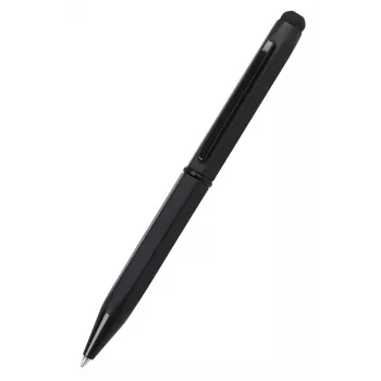 ONLINE SCHREIBGERÄTE Hexagon Stylus kemijska olovka, crno kućište, plava tinta, kapacitivni stylus, rotacijski mehanizam, srednja linija 21035/3D