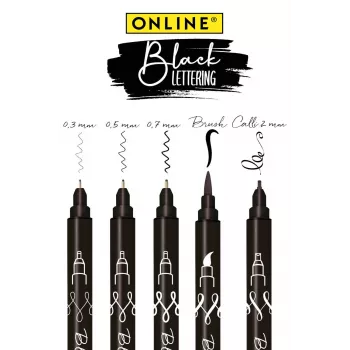 ONLINE Black Lettering set akrilnih olovaka, crni, 5 kom. 19114