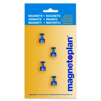 Magnetoplan magnetski držač za memo, plavi, 4 komada, drži do 9 listova DIN A4 1666114