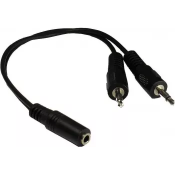 GoodConnections AD-35B2S audio Y-adapter 3,5 mm stereo utičnica na 2x RCA mono utikač, 20 cm, niklani, crni