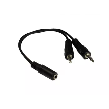 GoodConnections AD-35B2S audio Y-adapter 3,5 mm stereo utičnica na 2x RCA mono utikač, 20 cm, niklani, crni