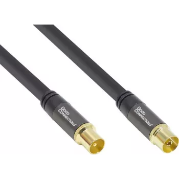 GoodConnections SmartFLEX antenski kabel, IEC koaksijalni utikač na utičnicu, pozlaćeni, četverostruko oklopljeni, 120dB, crni, 10m (GC-M2057)